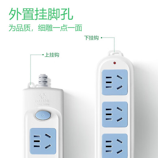 Bull socket switch new national standard plug strip with wire electric plug board desktop multi-purpose dormitory row plug wiring board multi-hole expansion plug board drag line board long line plug board 1 meter 606A/3 jack with switch