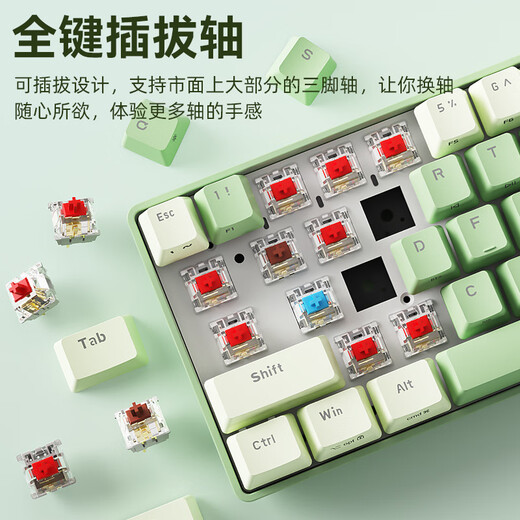 B.O.W Hangshi G62D hot-swap dual-mode mechanical keyboard full key without impulse Wireless Bluetooth office game customized keyboard and mouse set Dual-mode mechanical keyboard + mouse (white) Red axis