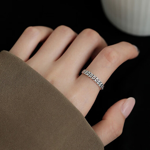 Su Shiliu 925 silver retro copper coin ring female niche index finger ring transfer fortune ring birthday gift for girlfriend and best friend copper coin ring live mouth adjustable