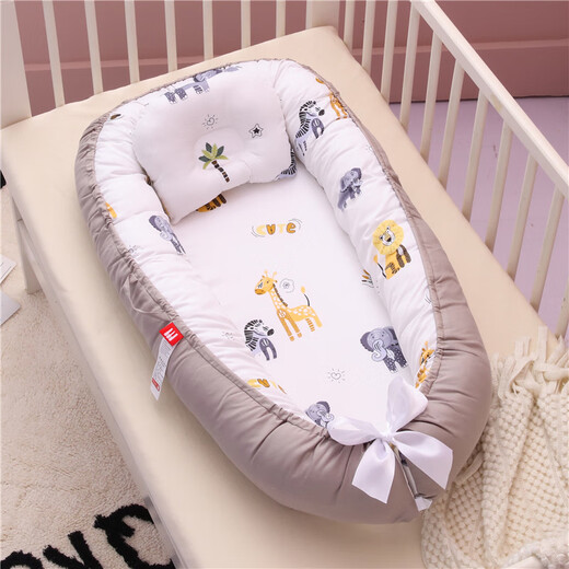 Chuangjingyi selects newborn bionic sleeping bed, safe uterine bed, crib, baby anti-jumping bed, mid-bed, autumn and winter coaxing sleep, Forest Pink HDJ 50*85