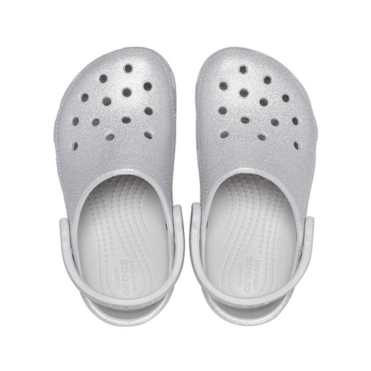 crocs卡骆驰经典闪亮儿童洞洞鞋男女童新品闪亮包头拖鞋/206993 银色亮片-0IC 33 (200mm)