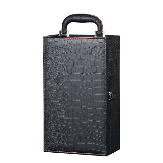 Platycodon ballad red wine gift box packaging box double single leather box red wine box wine box packaging box empty box black crocodile pattern double box including wine utensils