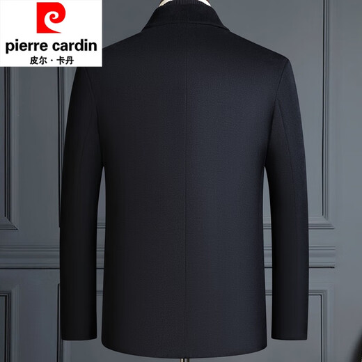 Pierre Cardin autumn and winter thickened and warm middle-aged men's wool business jackets middle-aged and elderly dad's wool woolen jackets stand-up collar gray removable down liner 5XL 200 (suitable for 190-210Jin Jin equals 0.5 kg)