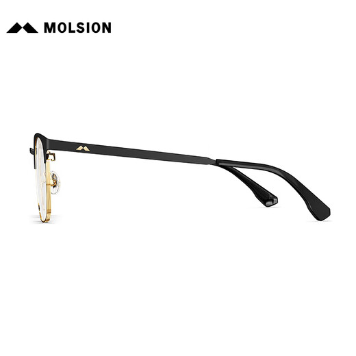 MOLSION陌森近视眼镜男款D形女款可配度数眼镜架防蓝光MJ7371 B12金色|上眉半光哑黑 框+优可视高清1.60片(600度内)