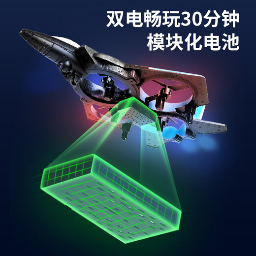 Dwi无人机儿童遥控飞机战斗机泡沫飞机四轴飞行器儿童生日礼物男孩 双控版【感应手表+手柄】天空蓝 双电池