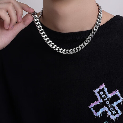 Mansheng Cuban necklace men's thick style trendy brand versatile high-end titanium steel necklace American fitness boys' clavicle chain accessories necklace