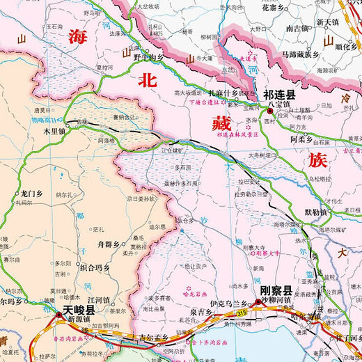 2025年新 青海省地图 1068*749毫米 纸质贴墙 政区交通地形