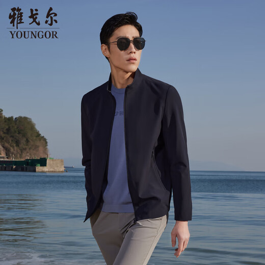 YOUNGOR 25 new business stand collar stretch short men's jacket navy blue L(175/96A)