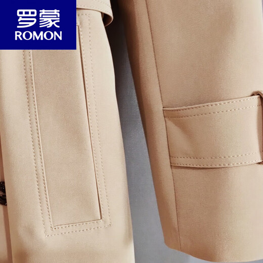 ROMON knee-length windbreaker men's European station 2026 spring and autumn new style handsome double row large size loose extra long coat trendy 1191 black 2XL