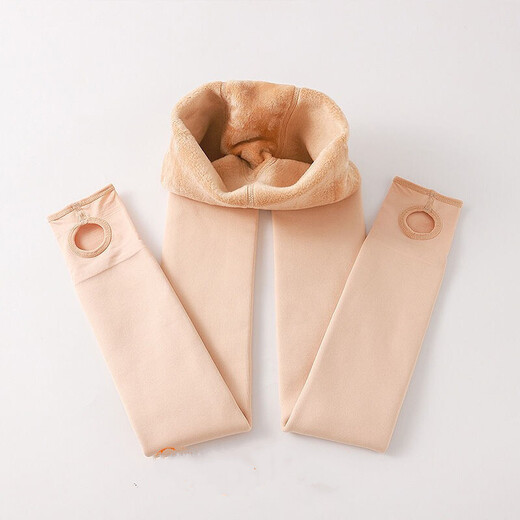 Леггинсы телесного цвета для девочек с перьями, зимние бархатные и утолщенные детские колготки, весенние и осенние теплые тренировочные белые танцевальные носки, цвет кожи стопы, бархатные и утолщенные, один размер подходит всем, размер M, рекомендуемый рост 110-125 см.