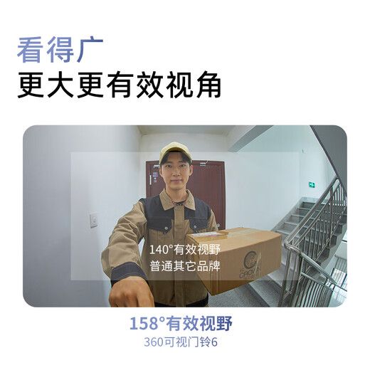 360可视门铃6 300W高清画质 家用监控智能门铃电子猫眼摄像头 无线wifi手机远程查看对讲 360可视门铃6 官方标配+循环云录像