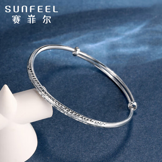 Safir platinum bracelet for women, PT950 platinum baby's breath, live mouth, push-pull type, adjustable, about 14.95 grams