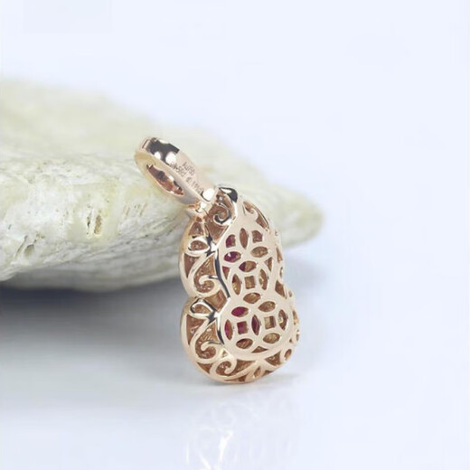 COASZE rose gold pigeon blood ruby with stone inlaid diamond small gourd necklace for women Fulu ruby necklace pendant + K gold 18-inch adjustable Chopin chain