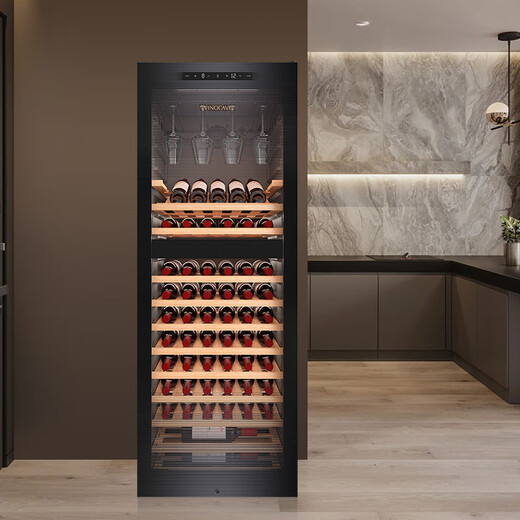 Vinocave red wine cabinet constant temperature compressor air-cooled ultra-thin refrigerator independent white wine grape display cabinet glass storage refrigerator JC-266B constant temperature air-cooled-dual temperature model-84 bottles