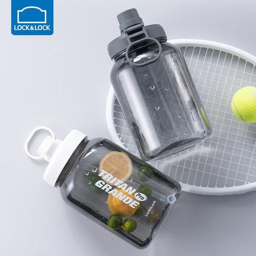 LOCK & LOCK fitness kettle for men and women large capacity ton bucket outdoor sports kettle cold brew kettle straw space cup big belly cup portable gray 2500ML