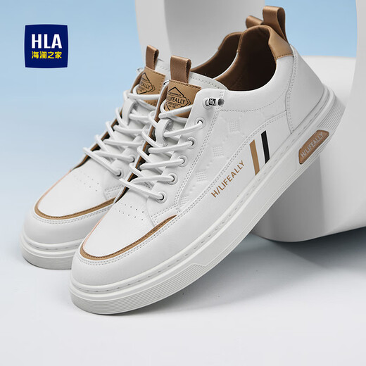 Heilan House Flat Shoes Men's Shoes 2025 New Autumn and Winter Velvet Thickening Versatile White Shoes Men's Slip-on Casual Shoes for Men White Brown 42