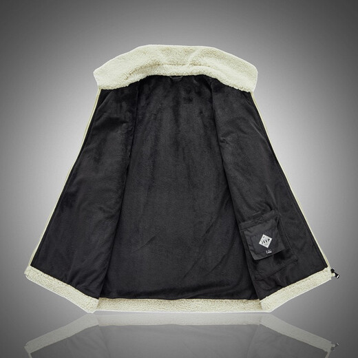 JEEP SPIRIT Vest Men's 2025 Autumn and Winter Casual Fashion Velvet Vest Waistcoat Warm Jacket Off-White XL