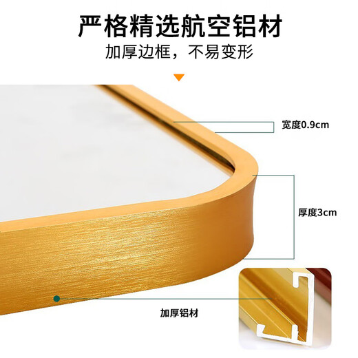 Anya miroir de dressing mural diffusion en direct miroir mural pleine longueur sans sol chambre salon miroir de montage 50*160 champagne or