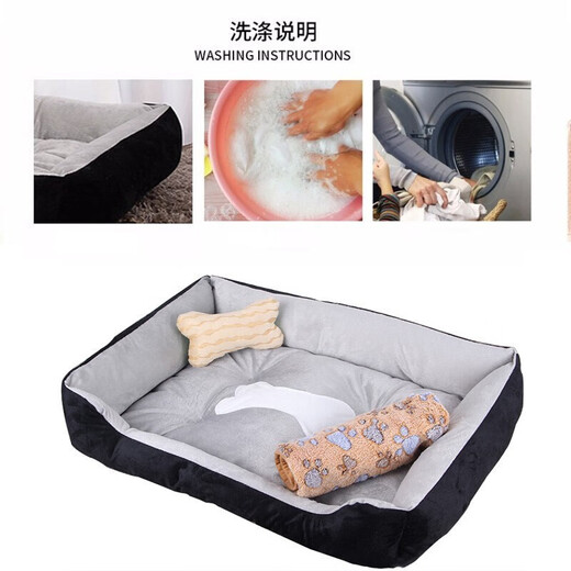 MinkSheen Doghouse Cats House Pet House Summer Season Comfortable and Breathable All Seasons Universal Warm Dog Pad Large Dog Small Dog Gray Bones 18 Jin [Jin equals 0.5 kg] Inside [small pillow + blanket + cool mat]