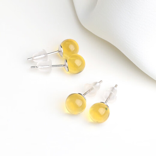 MUJUE Blue Amber Earrings, Amber Earrings, Beeswax Earrings, Women's Versatile Birthday Gift, Silver-Inlaid Earrings, 925 Silver for Girlfriend, Pair of Earrings