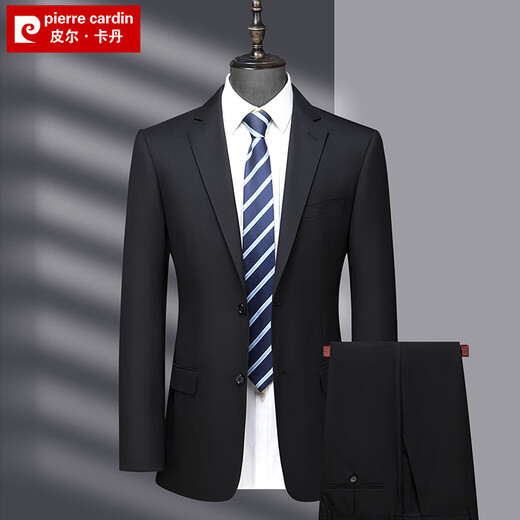 Pierre Cardin 100-count worsted wool suit suit for men brand-name high-end business formal suit wedding dress black MY7001 style 175 size recommended 130 Jin Jin equals 0.5 kg -140 Jin Jin equals 0.5 kg