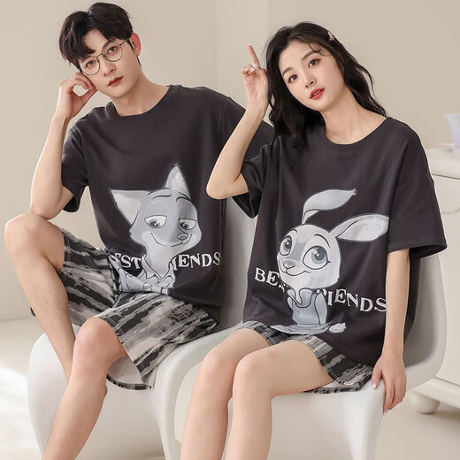 Arctic Velvet (Bejirog) reines Baumwollpajamas im Sommer im Sommer ein Mann und eine Frau kurzärmelige Hose Pullover Cartoon Freizeitkleidung Anzug 686 Paare [reines Baumwoll] 2xl weibliche M+ Männer
