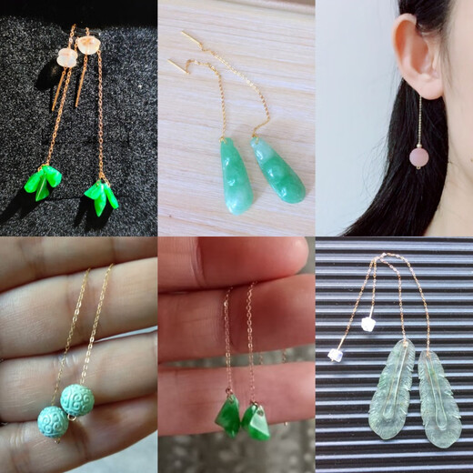 DL 1998 Fat Donglai same style 18k gold ear wire 18K gold pin circle safety buckle earrings Pearl emerald beeswax earrings earring chain 18K yellow 5cm ear wire 0.9mm thick