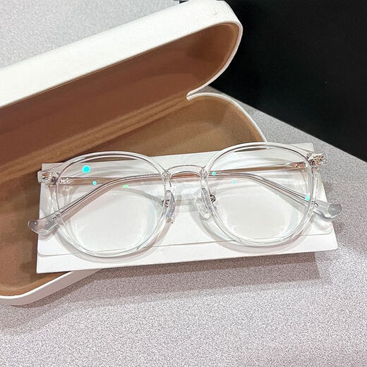 Shopkeeper Xiaohongshu cold brown color ultra-light large frame myopia glasses for women with standard students showing their faces and slimness, cold brown color (same as Xiaohongshu) flat light and no degree anti-blue light (high-end mirror box mirror cloth