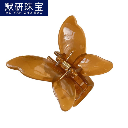 【默研】网红超仙蝴蝶发夹女后脑勺发抓夹水晶鲨鱼夹子2022年新款发卡发饰520情人节礼物 9711C牛油果色