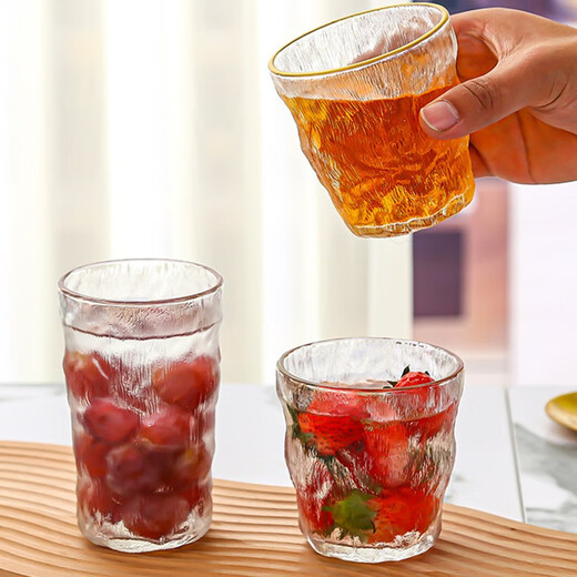 Karakata Ting Glacier Glass Japanese Style High-Looking Thickened Wine Cup Whiskey Tea Cup Juice Drink Cup Home Water Cup Transparent Tall 300ml 1 piece