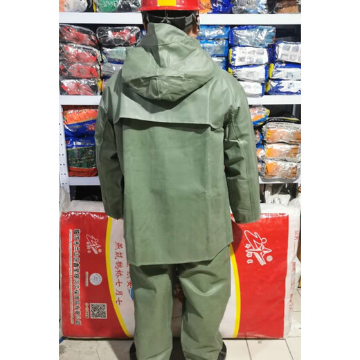 抗洪抢险橡胶雨衣红旗矿用工地防雨老款加宽防汛分体矿用 均码 分体雨衣+3532高筒雨鞋41码
