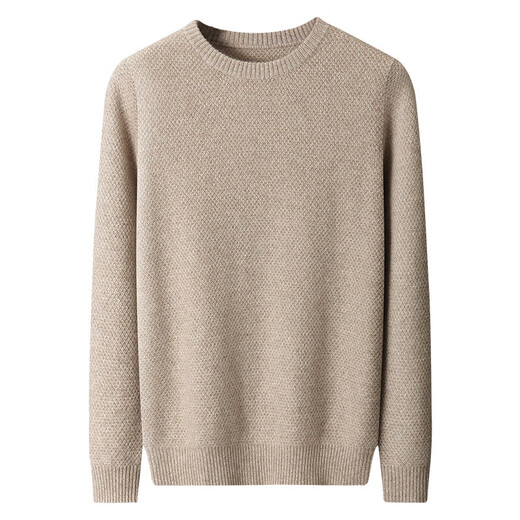 
KING DEER cashmere sweater men's autumn and winter round neck pullover three-strand thickened sweater wool knitted base shirt fancy gray L