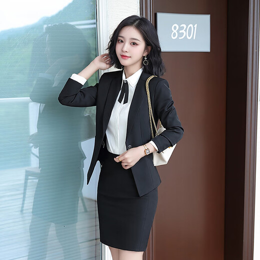 Troman business attire women's suit college student interview formal suit women's suit black work clothes iron-free blazer