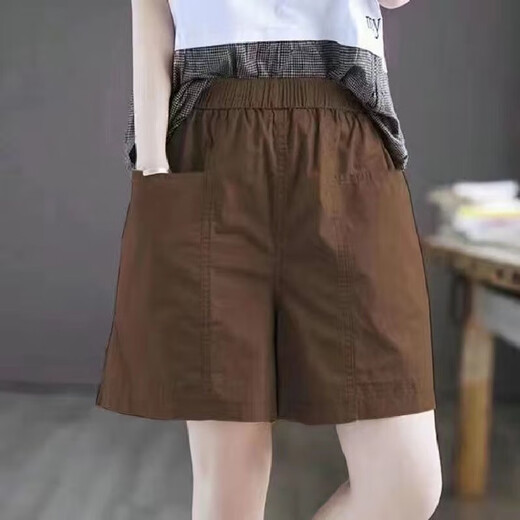 XIANYMU shorts for women, new style, breathable, loose, casual, slim, fashionable, simple, versatile, five-point pants for women, caramel color XL recommended 110-125 Jin Jin equals 0.5 kg