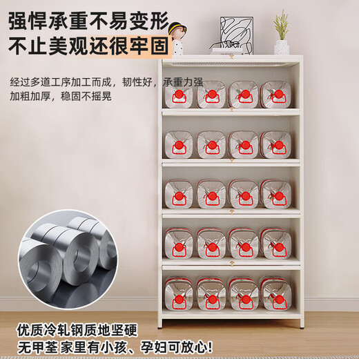 豫狮力家用钢制书柜置物架落地客厅铁艺上翻门防尘多层储物柜架儿童书架 圆弧钛金灰5门-1695*600*350mm