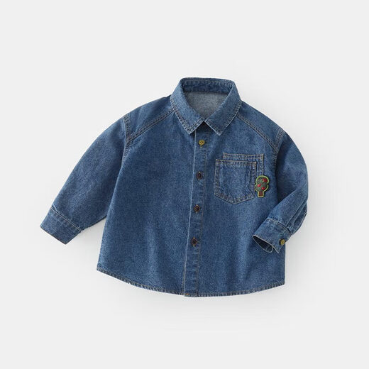 Ciciibear boys' denim shirt baby shirt spring new style children's casual tops and jackets children's clothing trendy denim blue 73