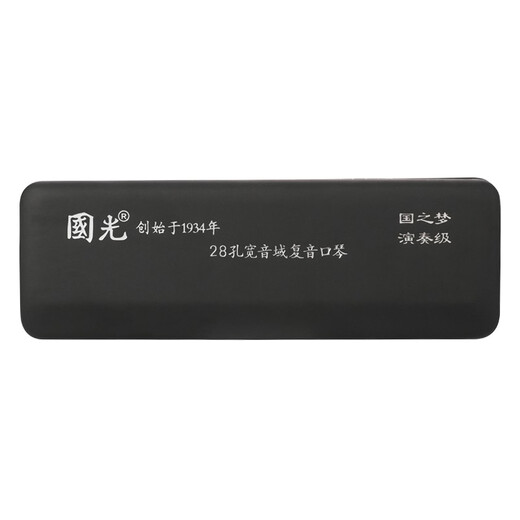 国光28孔国之梦演奏级复音C调口琴（雅典黑、配吹奏说明）