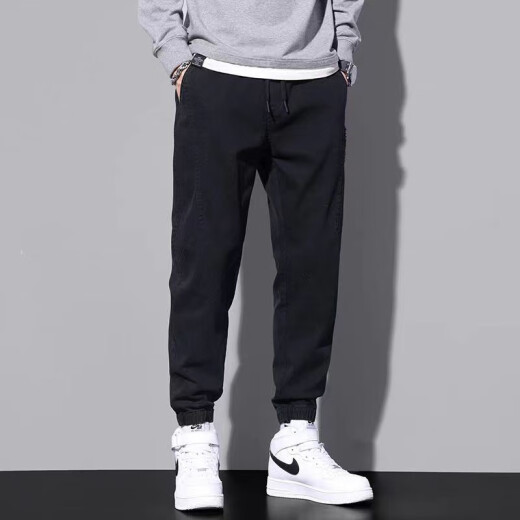 Pantalones casuales de Weiqian Men's Men's Spring and Summer Ties Harun Workwear Nine Point Jeans Fashion Brand Sports 2025 Nuevo estilo 9859 Green militar + 9859 Gray M