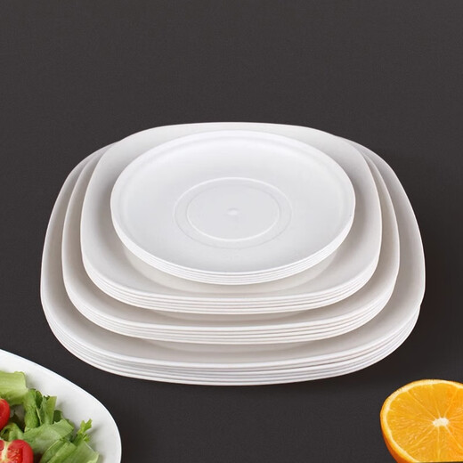 Qidian dinner plate disposable rice husk plate thickened high temperature resistant dish dish barbecue household dish food grade tableware thickened 22.5cm square plate 50 pieces