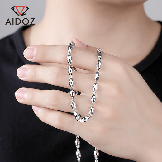 Aido diamond platinum necklace men's pt950 platinum olive bead chain men's style elegant chain weight 11.78g length 52cm thick about 3.0mm