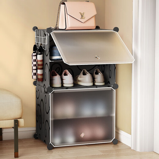 Anya ultra-thin shoe cabinet door simple shoe rack entrance multi-layer dust-proof storage rack resin assembly cabinet single row four layers