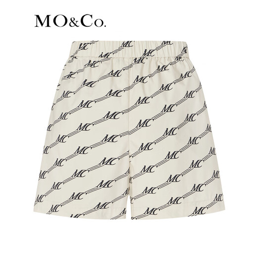 MO&Co.Sporty style retro MC presbyopic high-waisted loose shorts casual pants for women Moanke black lettering on coffee bottom S 160