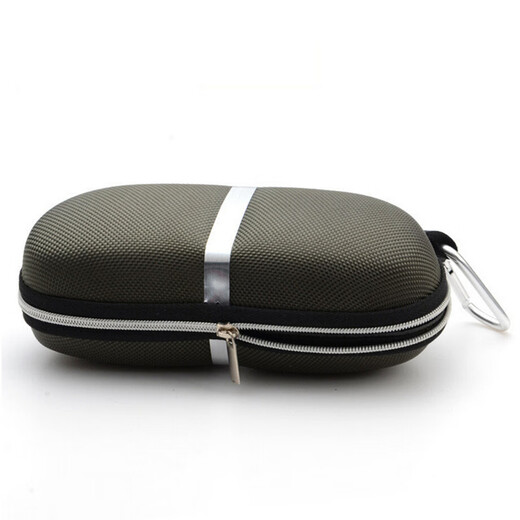 
MINCITY Large Zipper Glasses Case Anti-compression EVA Sun Glasses Zipper Case Silver White Strip Aluminum Hook Black + Glasses Cloth + Cleaning Liquid Large