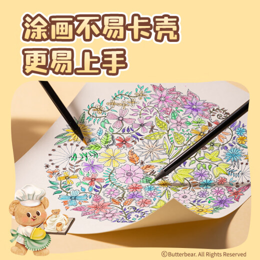 得力（deli）黄油小熊12色圆杆纽赛油性彩铅(混)(12支/盒)绘图画画涂鸦美术NS738-B速写儿童节礼物女孩