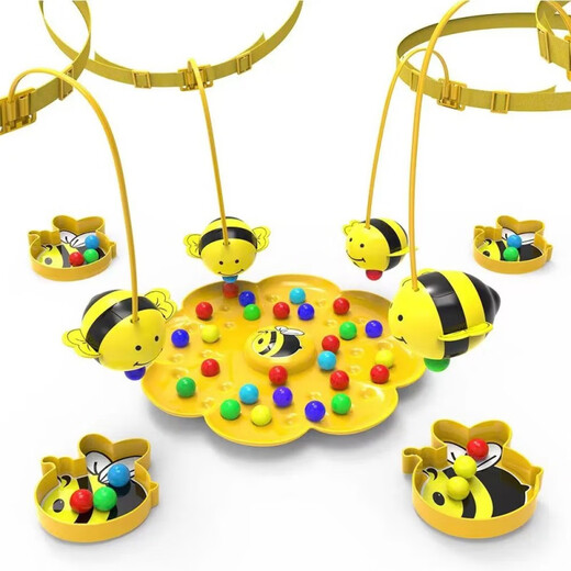 Little bee collecting nectar magnetic beads children's fishing toy 4 years old and above parent-child interactive early education for boys and girls Hard-working little bee collecting nectar game package for four