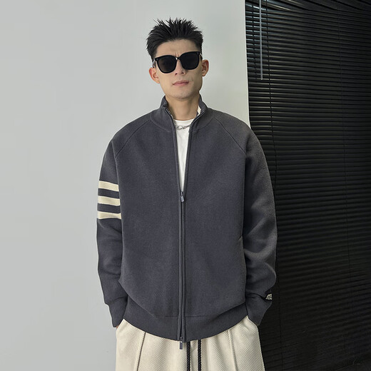 Yibo Sweater Cardigan Spring Men New Style Style Style Tendencia de tres barras Flower Cualvado Collar Sweater Chaqueta de suéter de punto