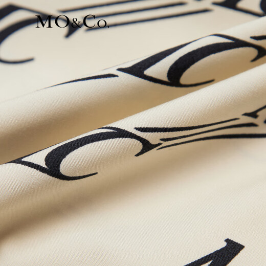 MO&Co.Sporty style retro MC presbyopic high-waisted loose shorts casual pants for women Moanke black lettering on coffee bottom S 160