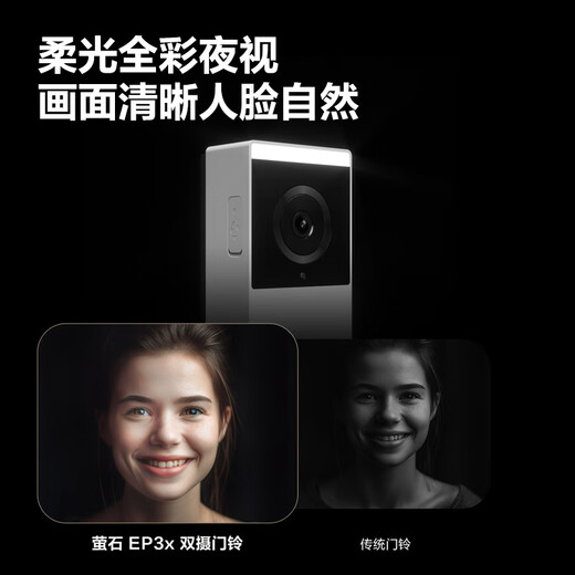 Fluorite Ep3x Video Doorbell Double appareil photo 3 millions de pixels + 2 millions de pixels Dual Camera Home Survering Smart Door Camera Electronic Cat Eye Fluorite White