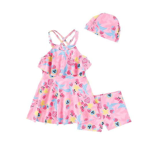 ASK JUNIOR [With a swimming cap] Girls' swimsuit Summer Children's Sling Skirt Split Swimsuit Style 160