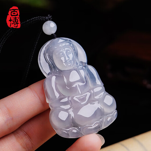Baibo Jade Ice Type Guanyin Pendant Natural Burmese A-go Old Pit Jade Desert Guanyin Bodhisattva Jade G838